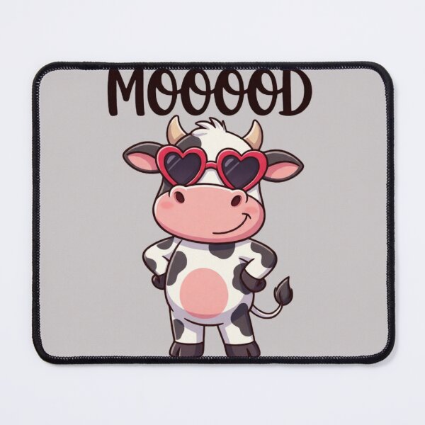Item preview, Mooood Cute Cow Wearing Heart Sunglasses Cartoon designed and sold by Golden_Pixel_Paper.