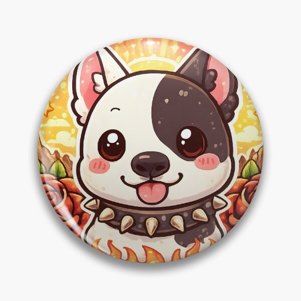 Item preview, Bull Terrier Sunset Roses – Cute Kawaii Dog with Bones and Flames designed and sold by blankTeeShirt.