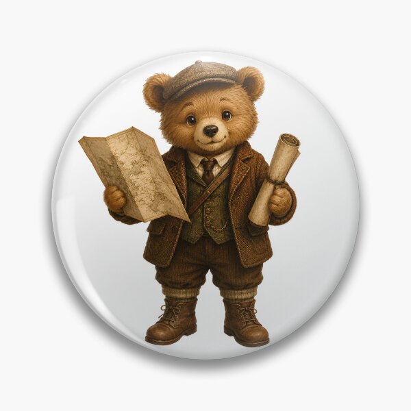 Item preview, Cute Bear Explorer Dark Academia Animals Print – Watercolor Teddy Bear Map Art, Vintage Adventure Sticker designed and sold by DonnaByPT.