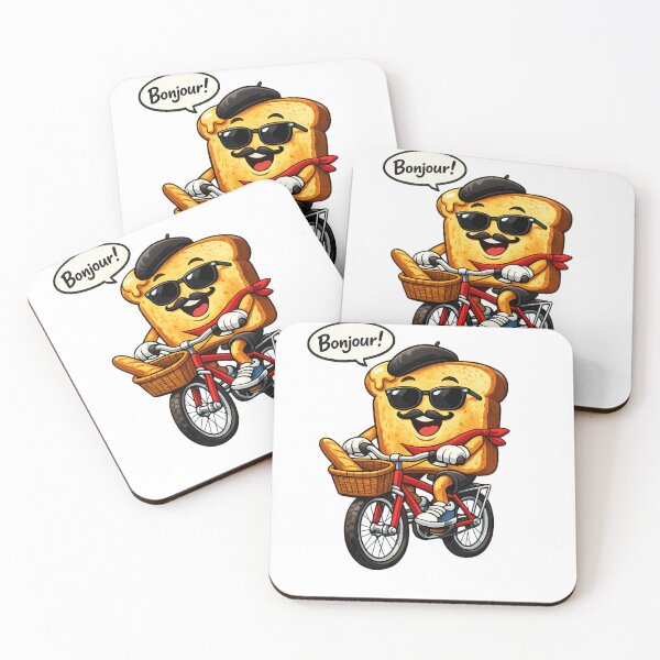 Item preview, Funny French Toast Bonjour Riding a Bicycle | Cute French Breakfast Pun designed and sold by CreativeNest Prints.