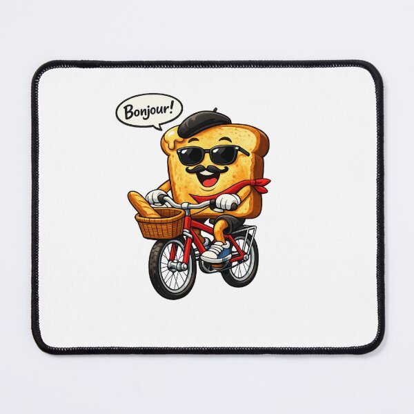 Item preview, Funny French Toast Bonjour Riding a Bicycle | Cute French Breakfast Pun designed and sold by CreativeNest Prints.