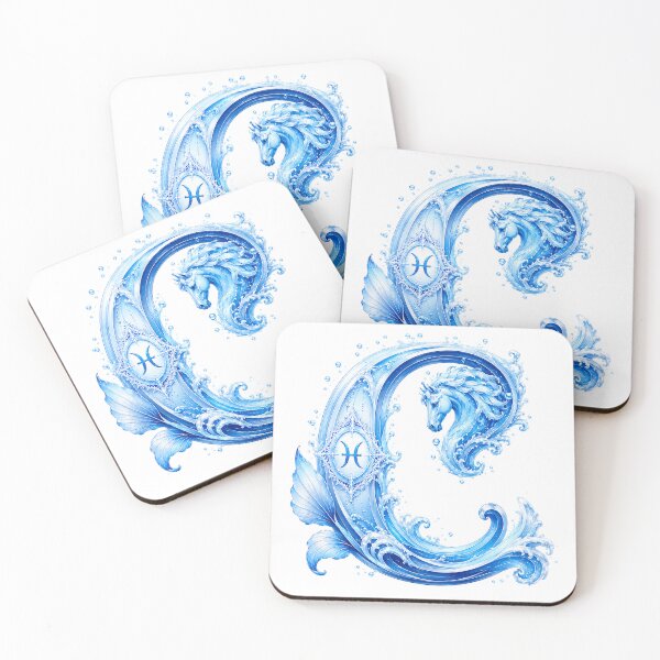 Item preview, Aqua Equus Horse-Pisces Letter C designed and sold by BlissBlvdShop.
