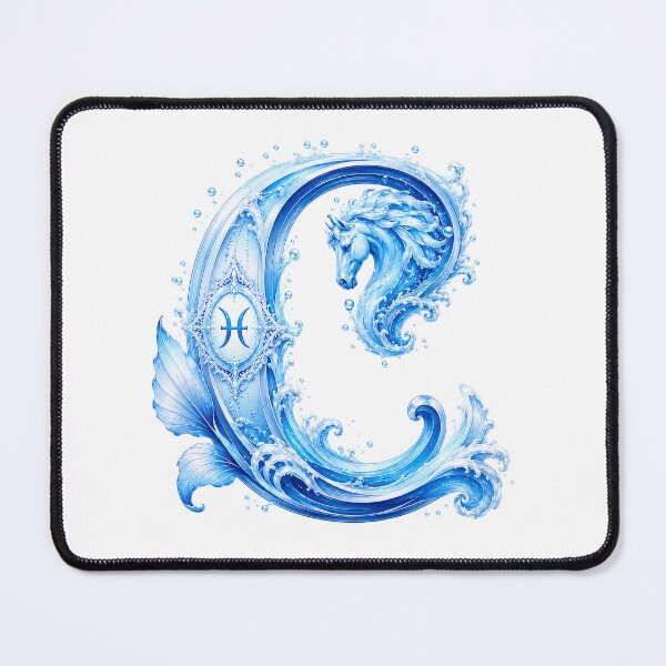 Item preview, Aqua Equus Horse-Pisces Letter C designed and sold by BlissBlvdShop.