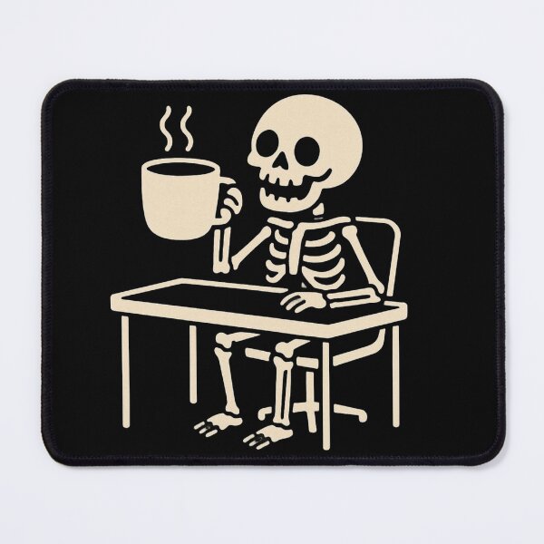 Item preview, Skeleton Drinking Coffee Funny Linework Art designed and sold by Novalovestudio.