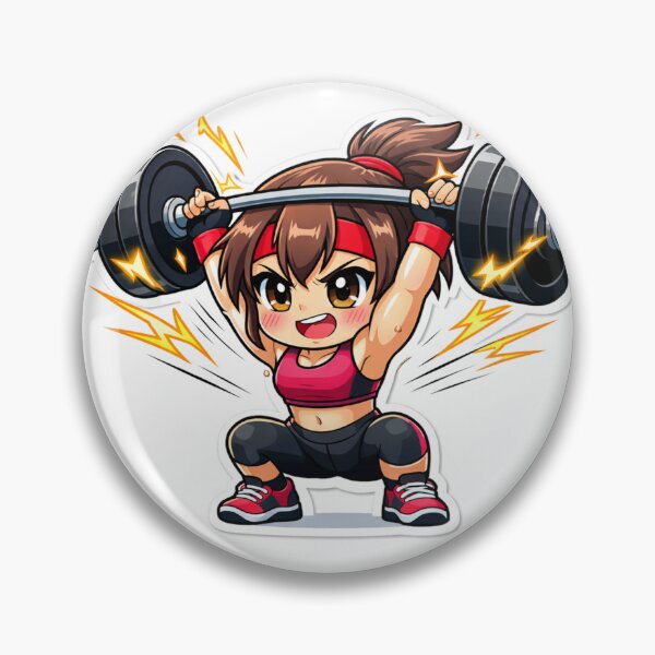 Item preview, Chibi Gym Girl Squat – Anime Weightlifting Barbell Motivation Cartoon designed and sold by Jlespors09.