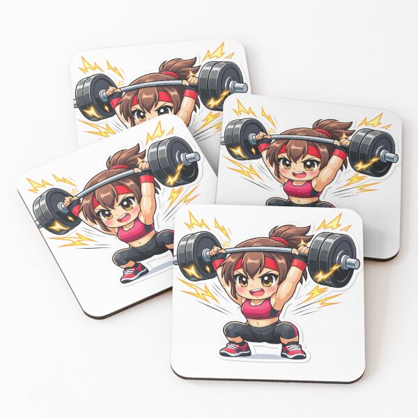 Item preview, Chibi Gym Girl Squat – Anime Weightlifting Barbell Motivation Cartoon designed and sold by Jlespors09.