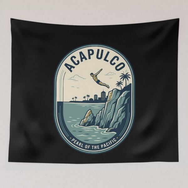 Item preview, Vintage Travel Emblem Acapulco Cliff Diver Mexico designed and sold by k3rstman1.
