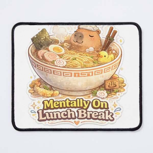 Item preview, Mentally On Lunch Break – Cute Capybara Ramen Kawaii Cartoon T-Shirt designed and sold by NarpLTD.