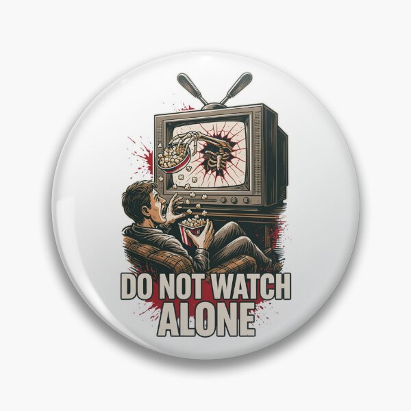 Item preview, Do Not Watch Alone, Horror TV Skeleton Hand Vintage 80s Funny designed and sold by CryptReel.