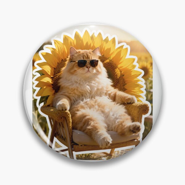 Item preview, Golden Ginger Cat King Sitting on a Sunflower Throne in a Sunflower Field designed and sold by OksArtStudio.