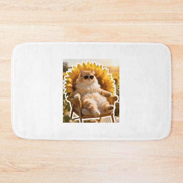 Item preview, Golden Ginger Cat King Sitting on a Sunflower Throne in a Sunflower Field designed and sold by OksArtStudio.