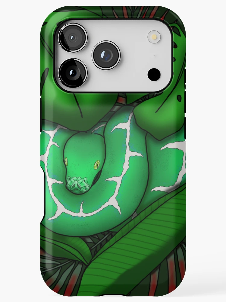 Thumbnail 1 of 4, iPhone Case, Green tree python designed and sold by DoodleScutes.
