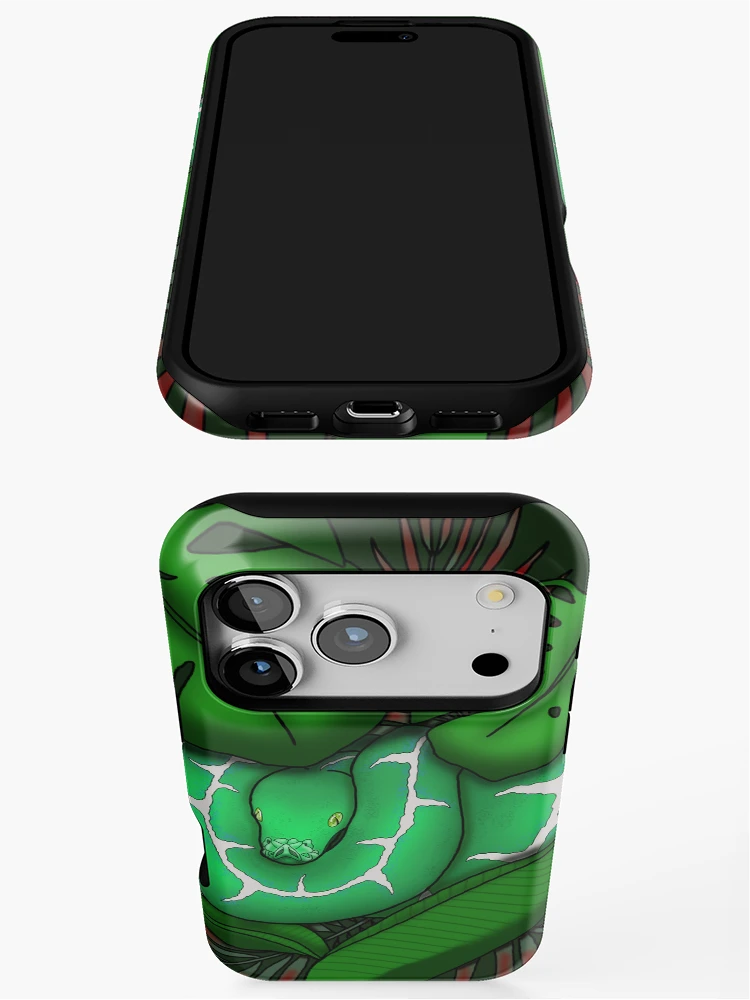 Thumbnail 3 of 4, iPhone Case, Green tree python designed and sold by DoodleScutes.