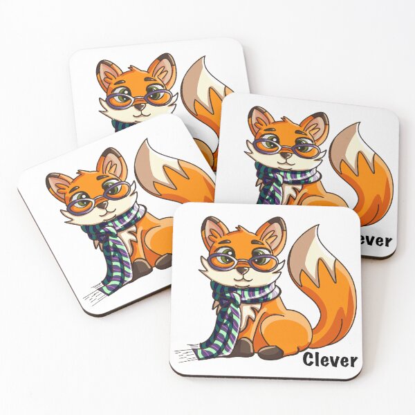 Item preview, Clever Fox with Glasses and Scarf Cartoon designed and sold by Melluna Studio.