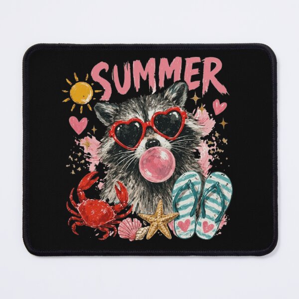 Item preview, Cute Summer Raccoon in Heart Sunglasses Blowing Bubblegum designed and sold by haitrieuic96.