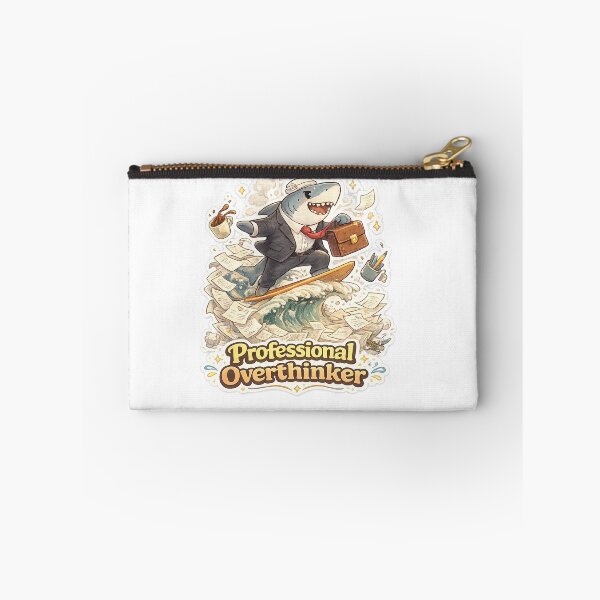 Item preview, Professional Overthinker – Shark Surfing Office Chaos Funny Cartoon T-Shirt designed and sold by NarpLTD.