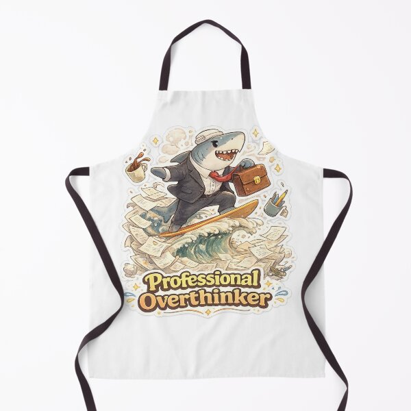 Item preview, Professional Overthinker – Shark Surfing Office Chaos Funny Cartoon T-Shirt designed and sold by NarpLTD.