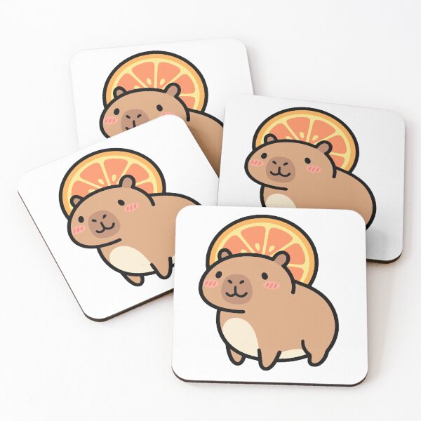 Item preview, Kawaii Capybara with Orange on Head Cute Cartoon designed and sold by Eldaz.