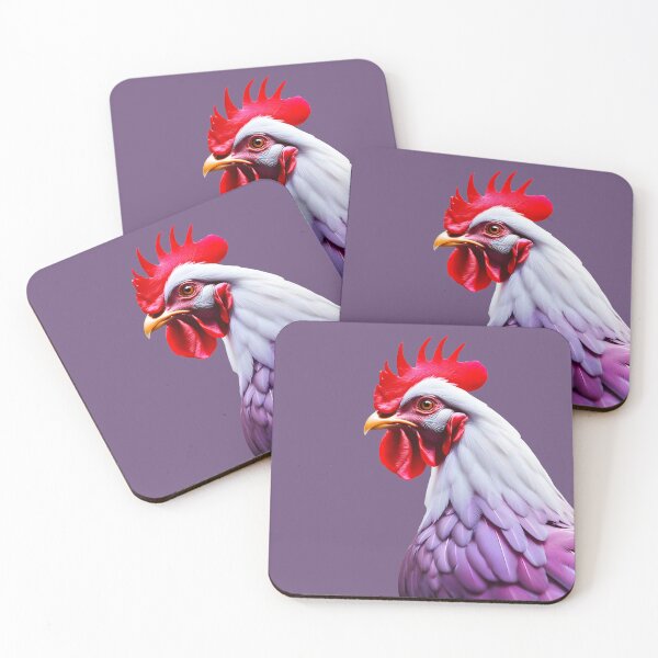 Item preview, Fantasy Rooster Portrait – Crimson Crest and Violet Plumage designed and sold by EmeraldeaArt.