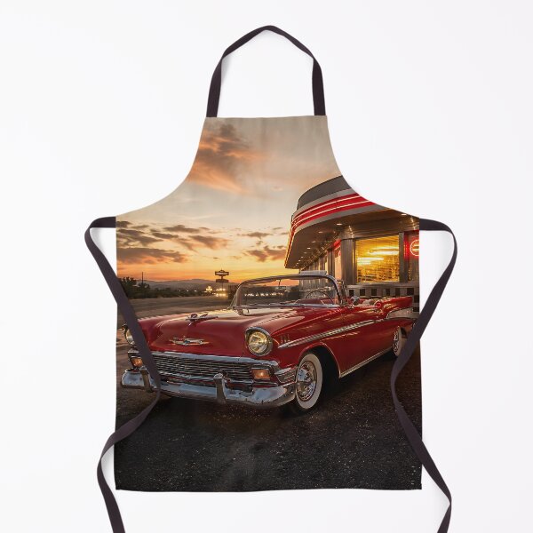 Item preview, Classic Red Convertible at Retro Diner Sunset – Vintage Car Wall Art & Americana Decor designed and sold by DimoraGutyz.