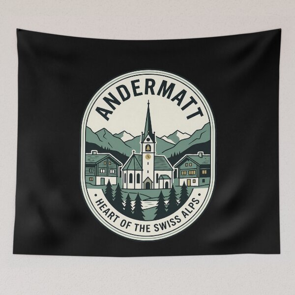 Item preview, Andermatt Switzerland Vintage Travel Emblem Swiss Alps designed and sold by k3rstman1.
