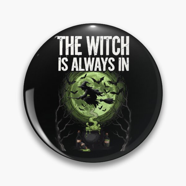 Item preview, The Witch Is Always In, Halloween Witch Cauldron Bats Vintage Horror 80s designed and sold by CryptReel.