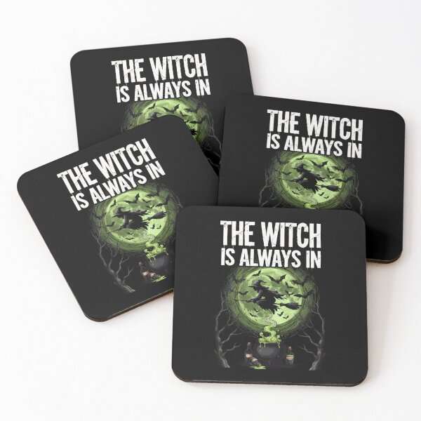 Item preview, The Witch Is Always In, Halloween Witch Cauldron Bats Vintage Horror 80s designed and sold by CryptReel.