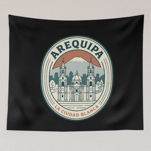 Item preview, Arequipa Peru Cathedral Misti Vintage Travel Emblem designed and sold by k3rstman1.
