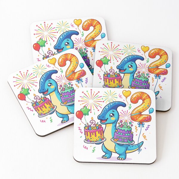 Item preview, Two Saurus blue Parasaur 2nd Birthday Gift Toddler Dino Lover cakes designed and sold by Tronstell.