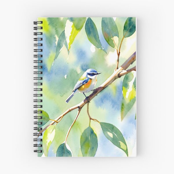 Item preview, Blue Tit on Branch — Watercolor Bird Portrait designed and sold by EmeraldeaArt.