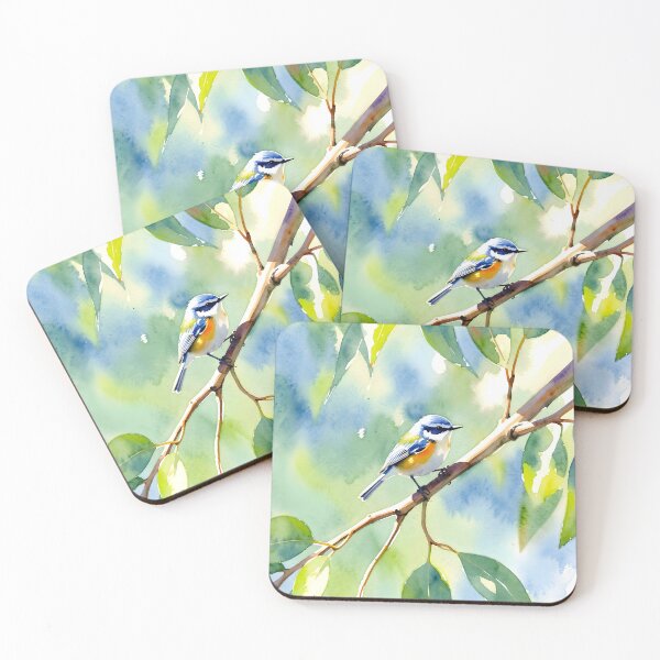 Item preview, Blue Tit on Branch — Watercolor Bird Portrait designed and sold by EmeraldeaArt.