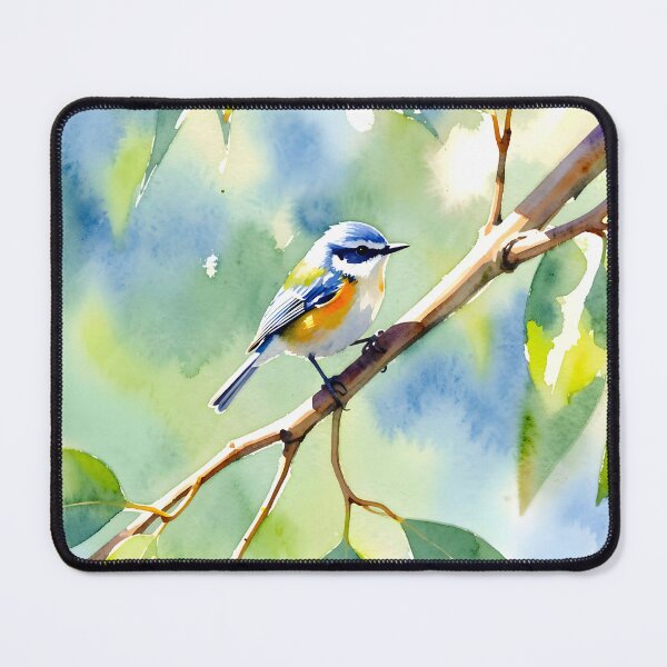 Item preview, Blue Tit on Branch — Watercolor Bird Portrait designed and sold by EmeraldeaArt.