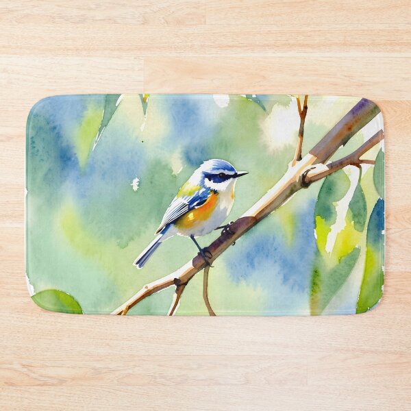 Item preview, Blue Tit on Branch — Watercolor Bird Portrait designed and sold by EmeraldeaArt.