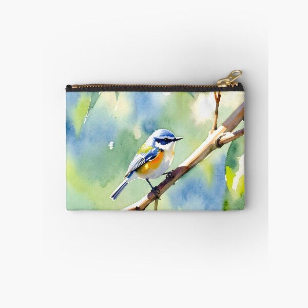 Item preview, Blue Tit on Branch — Watercolor Bird Portrait designed and sold by EmeraldeaArt.