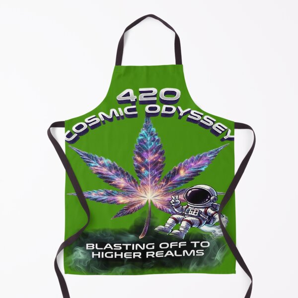 Item preview, 420 Cosmic Odyssey Cannabis Leaf | Blasting Off to Higher Realms Astronaut Stoner Art designed and sold by Alchemy Forge.