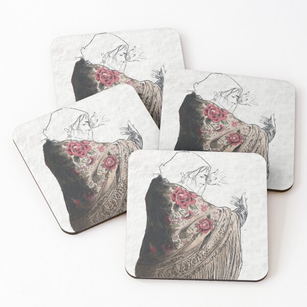 Item preview, Flamenco Shawl – expressive hand‑drawn illustration with floral mantón designed and sold by WorldOFaMillion.