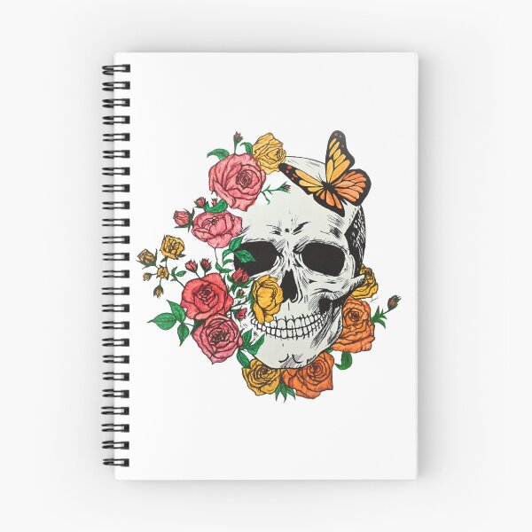 Item preview, Vibrant Floral Skull and Butterfly Ink Illustration designed and sold by littleearty.