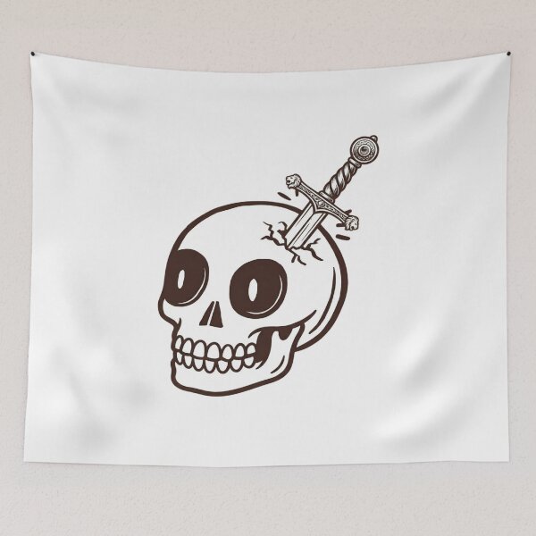 Item preview, Dark Fantasy Skull With Sword Gothic Warrior Cartoon Horror Aesthetic Artwork Design designed and sold by Charonde.