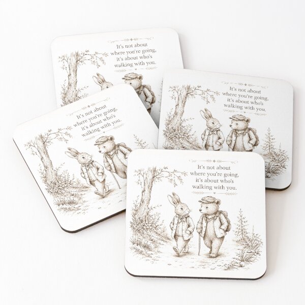 Item preview, Bear and Rabbit Friendship Quote Print – Vintage Woodland Friends Sticker, Inspirational Animal Art designed and sold by DonnaByPT.
