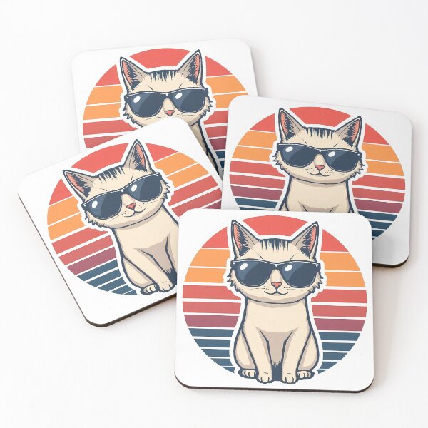 Item preview, Cool Cat in Sunglasses Retro Sunset Sticker designed and sold by Lu7u.