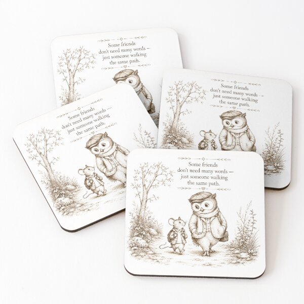 Item preview, Owl and Mouse Friendship Quote Print – Vintage Woodland Friends Sticker, Inspirational Animal Art designed and sold by DonnaByPT.