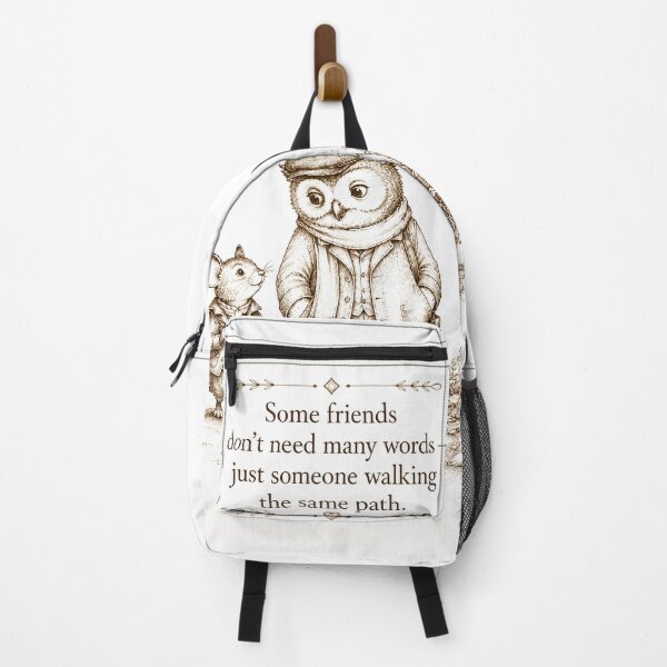 Item preview, Owl and Mouse Friendship Quote Print – Vintage Woodland Friends Sticker, Inspirational Animal Art designed and sold by DonnaByPT.