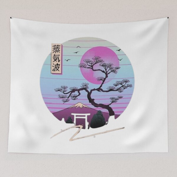 Item preview,  Japanese Zen Bonsai Tree Vaporwave Sunset Art Retro Sakura Japan Aesthetic Design designed and sold by ZyloPrints.
