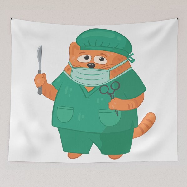 Item preview, Doctor cat surgeon with scalpel designed and sold by Deepness2023.