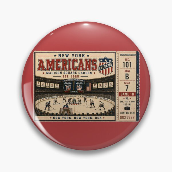 Item preview, New York Americans Vintage Hockey Ticket, Madison Square Garden Retro NHL Art, Classic Hockey Collector Print designed and sold by GhostDawgs.