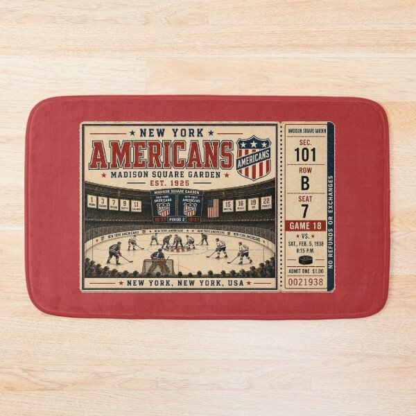 Item preview, New York Americans Vintage Hockey Ticket, Madison Square Garden Retro NHL Art, Classic Hockey Collector Print designed and sold by GhostDawgs.