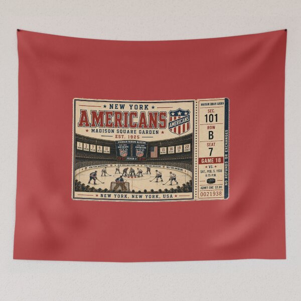Item preview, New York Americans Vintage Hockey Ticket, Madison Square Garden Retro NHL Art, Classic Hockey Collector Print designed and sold by GhostDawgs.