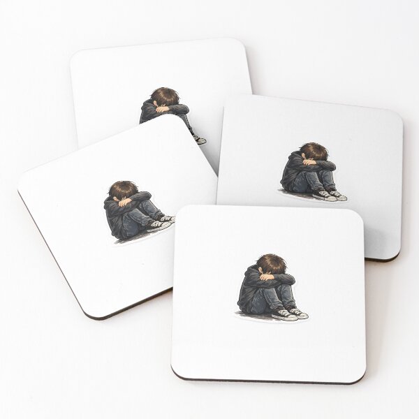 Item preview, Lonely Boy Sitting Sticker Illustration designed and sold by ACHHUU.