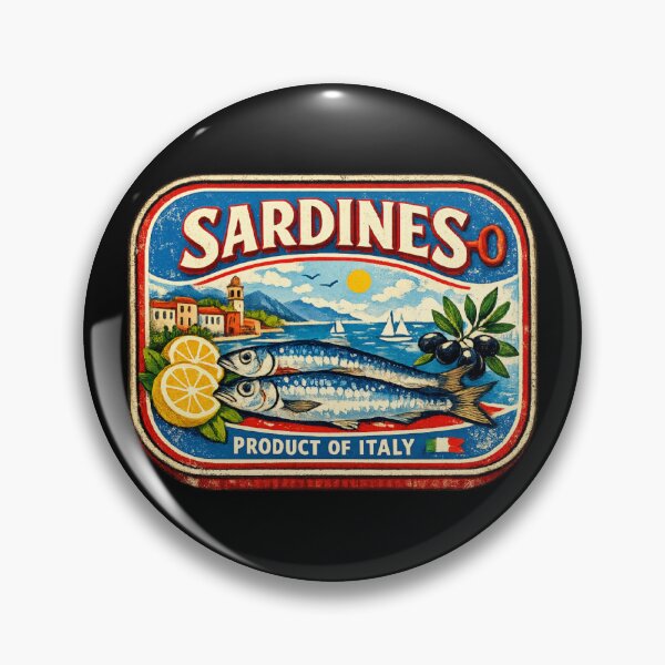 Item preview, Sardine Girl Summer Vintage Mediterranean Tin Retro Coastal Italian Riviera Design designed and sold by Artycom.