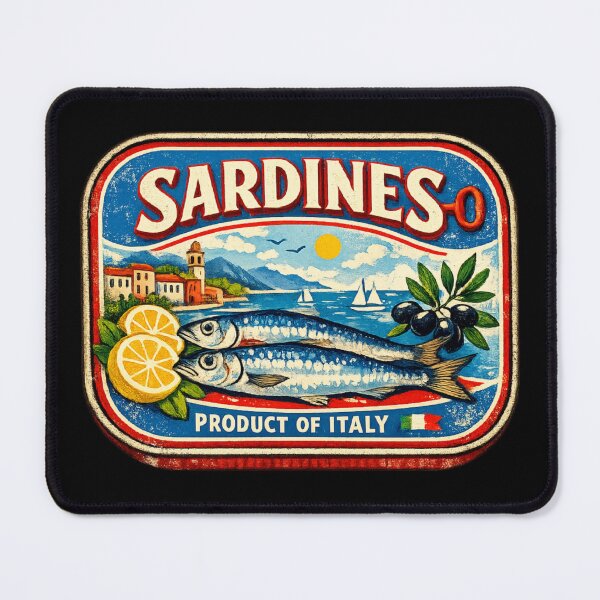 Item preview, Sardine Girl Summer Vintage Mediterranean Tin Retro Coastal Italian Riviera Design designed and sold by Artycom.